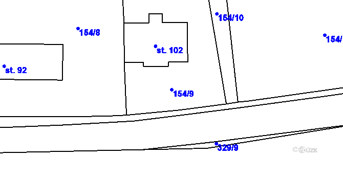 Parcela st. 154/9 v KÚ Zibohlavy, Katastrální mapa