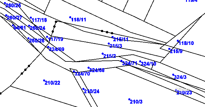 Parcela st. 215/2 v KÚ Zibohlavy, Katastrální mapa