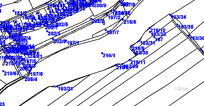 Parcela st. 216/1 v KÚ Zibohlavy, Katastrální mapa