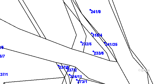 Parcela st. 232/5 v KÚ Zibohlavy, Katastrální mapa