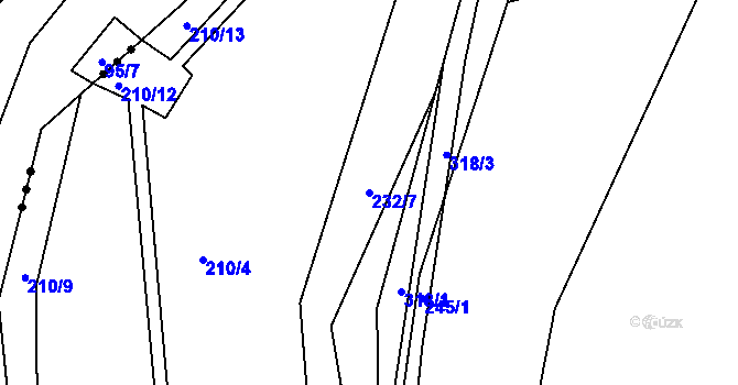 Parcela st. 232/7 v KÚ Zibohlavy, Katastrální mapa