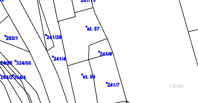 Parcela st. 241/8 v KÚ Zibohlavy, Katastrální mapa