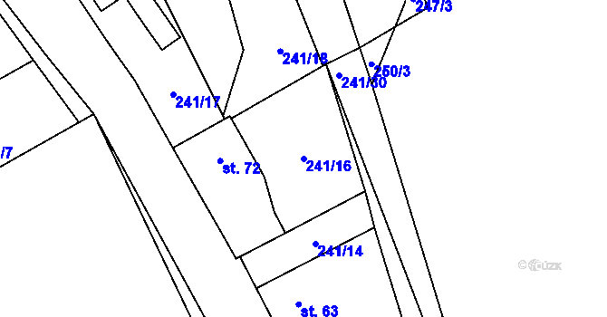 Parcela st. 241/16 v KÚ Zibohlavy, Katastrální mapa