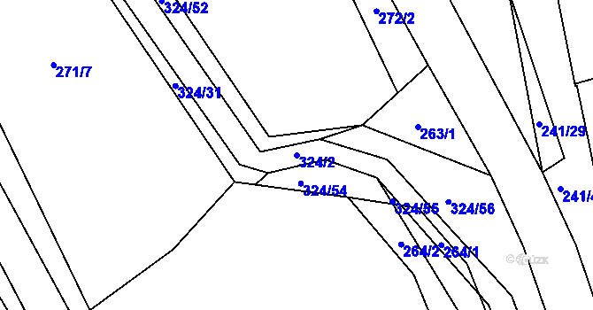 Parcela st. 324/2 v KÚ Zibohlavy, Katastrální mapa