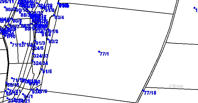 Parcela st. 77/1 v KÚ Zibohlavy, Katastrální mapa