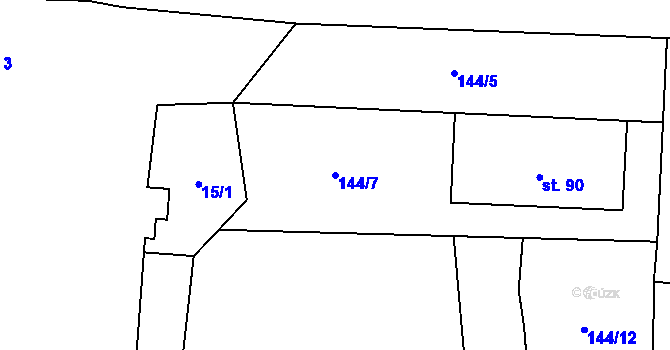 Parcela st. 144/7 v KÚ Zibohlavy, Katastrální mapa