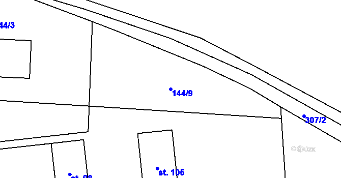 Parcela st. 144/9 v KÚ Zibohlavy, Katastrální mapa