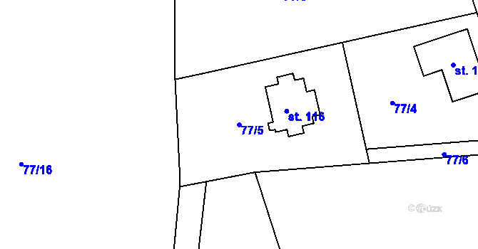 Parcela st. 77/5 v KÚ Zibohlavy, Katastrální mapa
