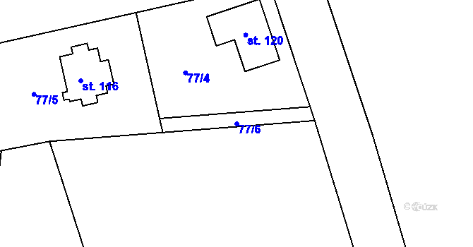 Parcela st. 77/6 v KÚ Zibohlavy, Katastrální mapa