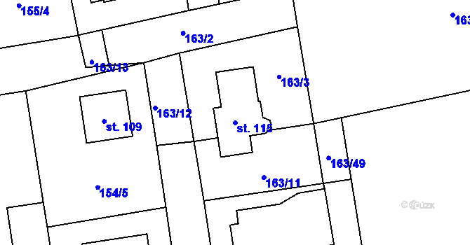 Parcela st. 115 v KÚ Zibohlavy, Katastrální mapa