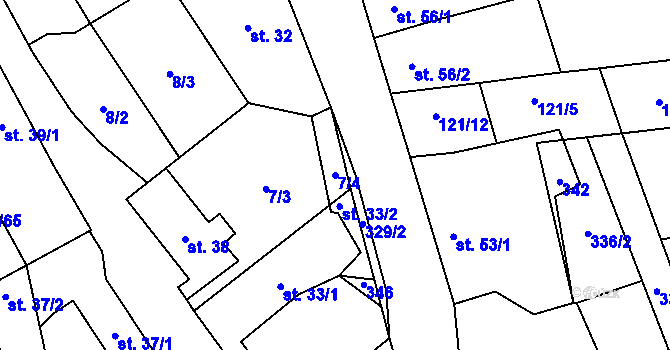 Parcela st. 7/4 v KÚ Zibohlavy, Katastrální mapa