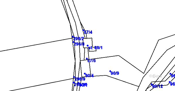 Parcela st. 89/1 v KÚ Zibohlavy, Katastrální mapa