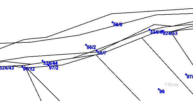 Parcela st. 56/7 v KÚ Zibohlavy, Katastrální mapa