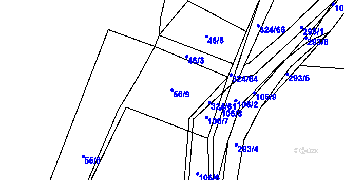 Parcela st. 56/9 v KÚ Zibohlavy, Katastrální mapa