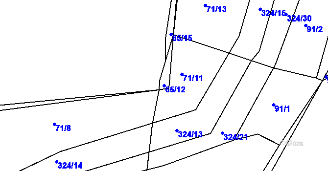 Parcela st. 65/12 v KÚ Zibohlavy, Katastrální mapa