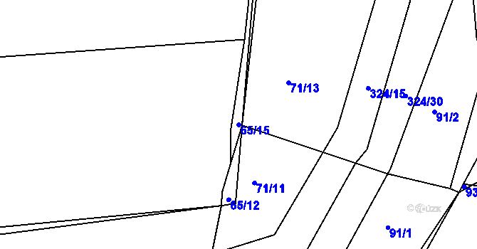 Parcela st. 65/15 v KÚ Zibohlavy, Katastrální mapa
