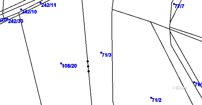 Parcela st. 71/3 v KÚ Zibohlavy, Katastrální mapa