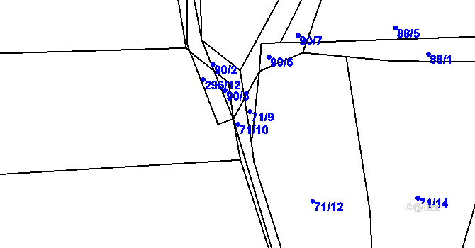 Parcela st. 71/10 v KÚ Zibohlavy, Katastrální mapa