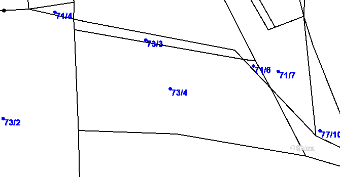 Parcela st. 73/4 v KÚ Zibohlavy, Katastrální mapa