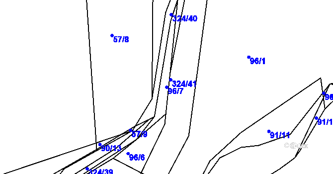 Parcela st. 96/7 v KÚ Zibohlavy, Katastrální mapa