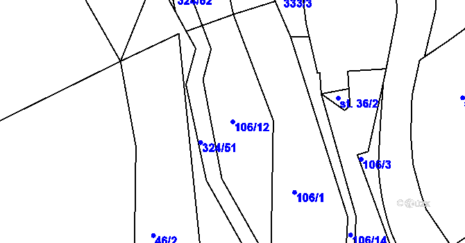 Parcela st. 106/12 v KÚ Zibohlavy, Katastrální mapa