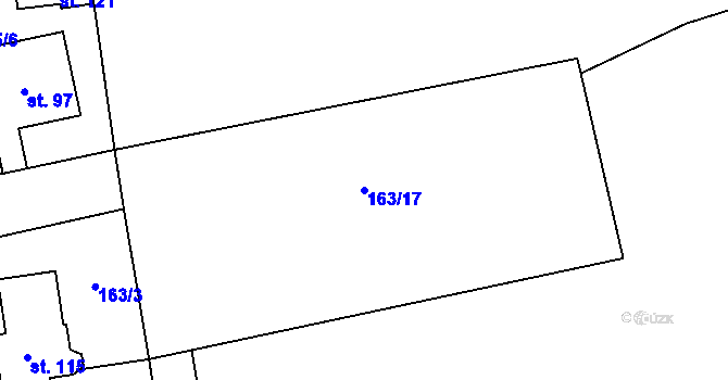 Parcela st. 163/17 v KÚ Zibohlavy, Katastrální mapa