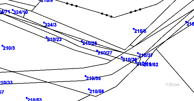 Parcela st. 210/27 v KÚ Zibohlavy, Katastrální mapa
