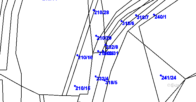 Parcela st. 210/30 v KÚ Zibohlavy, Katastrální mapa