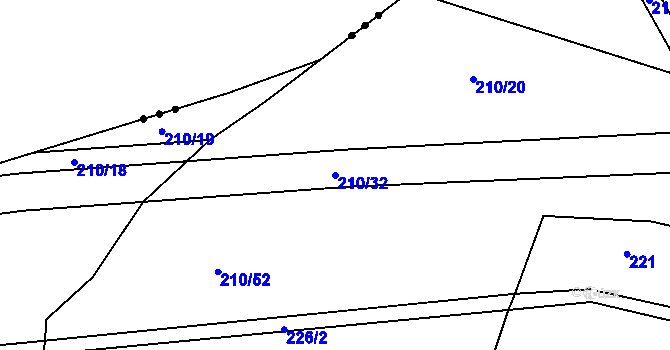 Parcela st. 210/32 v KÚ Zibohlavy, Katastrální mapa