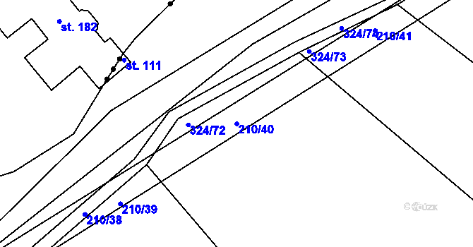 Parcela st. 210/40 v KÚ Zibohlavy, Katastrální mapa