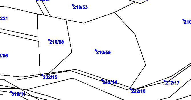 Parcela st. 210/59 v KÚ Zibohlavy, Katastrální mapa