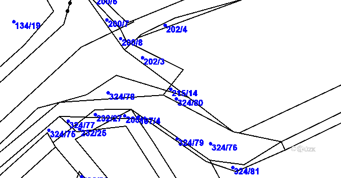 Parcela st. 215/14 v KÚ Zibohlavy, Katastrální mapa