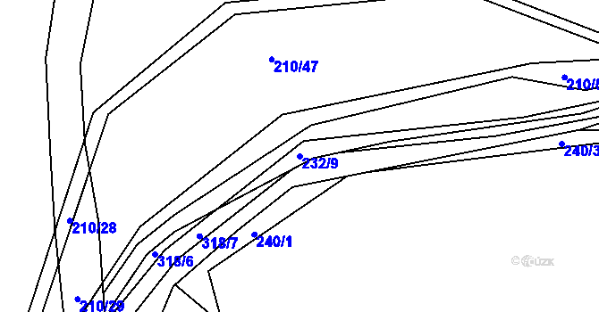 Parcela st. 232/9 v KÚ Zibohlavy, Katastrální mapa