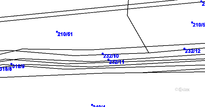 Parcela st. 232/10 v KÚ Zibohlavy, Katastrální mapa
