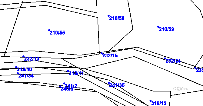 Parcela st. 232/15 v KÚ Zibohlavy, Katastrální mapa