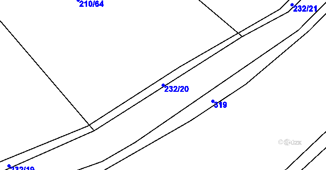 Parcela st. 232/20 v KÚ Zibohlavy, Katastrální mapa