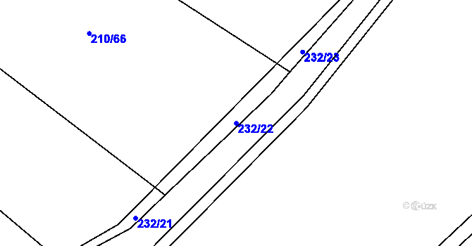 Parcela st. 232/22 v KÚ Zibohlavy, Katastrální mapa