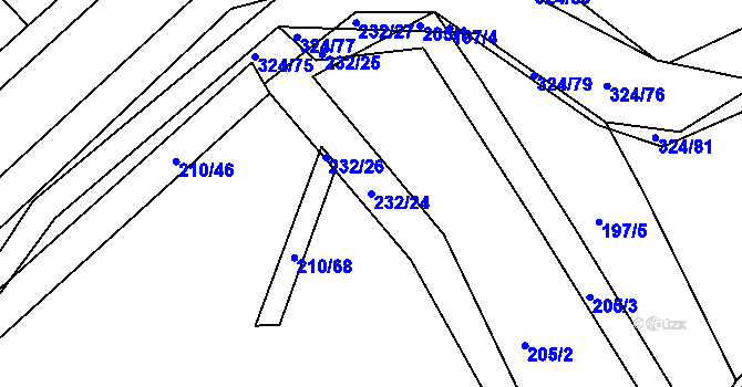Parcela st. 232/24 v KÚ Zibohlavy, Katastrální mapa