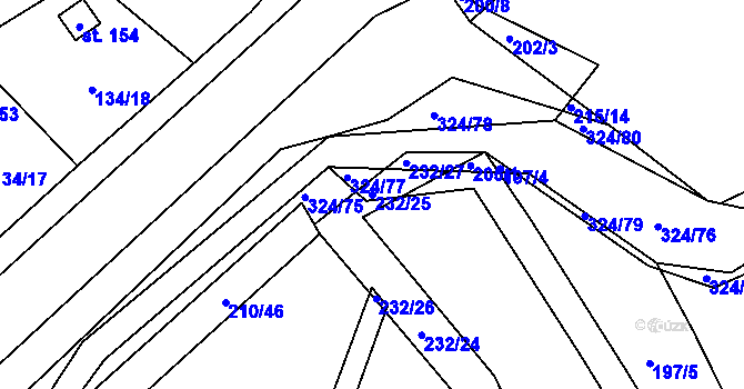 Parcela st. 232/25 v KÚ Zibohlavy, Katastrální mapa