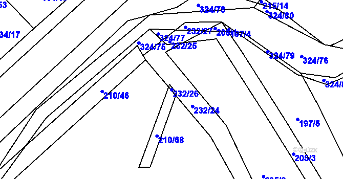 Parcela st. 232/26 v KÚ Zibohlavy, Katastrální mapa