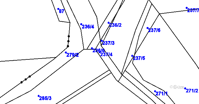 Parcela st. 237/4 v KÚ Zibohlavy, Katastrální mapa