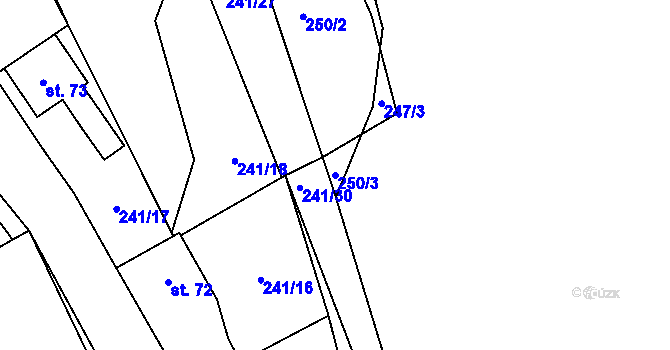 Parcela st. 250/3 v KÚ Zibohlavy, Katastrální mapa