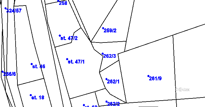 Parcela st. 262/3 v KÚ Zibohlavy, Katastrální mapa