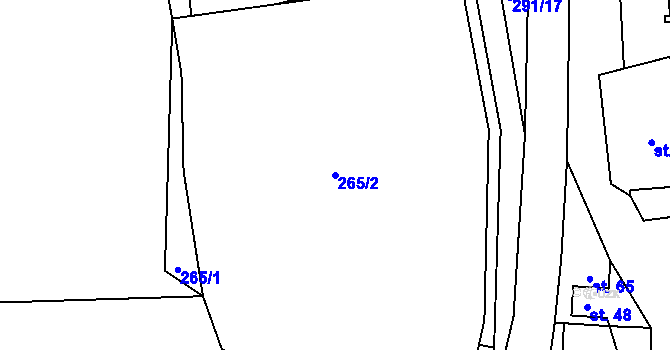 Parcela st. 265/2 v KÚ Zibohlavy, Katastrální mapa