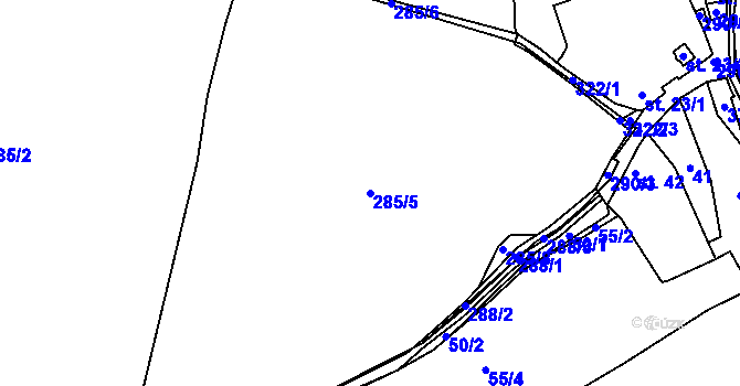 Parcela st. 285/5 v KÚ Zibohlavy, Katastrální mapa