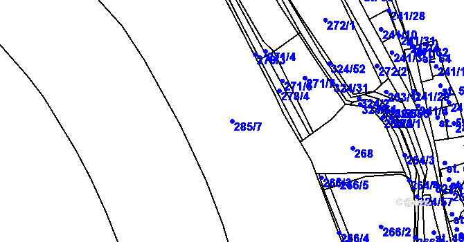 Parcela st. 285/7 v KÚ Zibohlavy, Katastrální mapa
