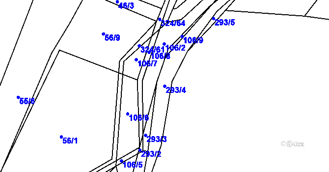 Parcela st. 293/4 v KÚ Zibohlavy, Katastrální mapa