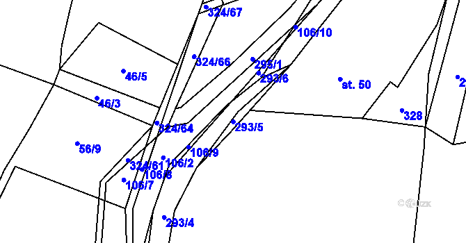 Parcela st. 293/5 v KÚ Zibohlavy, Katastrální mapa