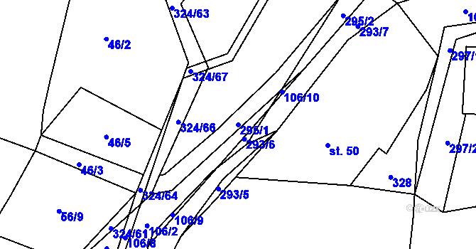 Parcela st. 295/1 v KÚ Zibohlavy, Katastrální mapa