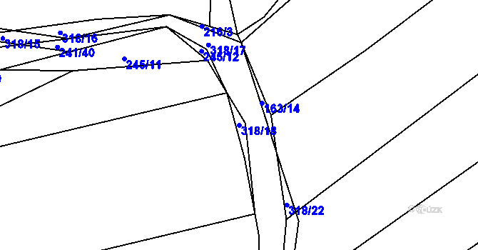 Parcela st. 318/18 v KÚ Zibohlavy, Katastrální mapa